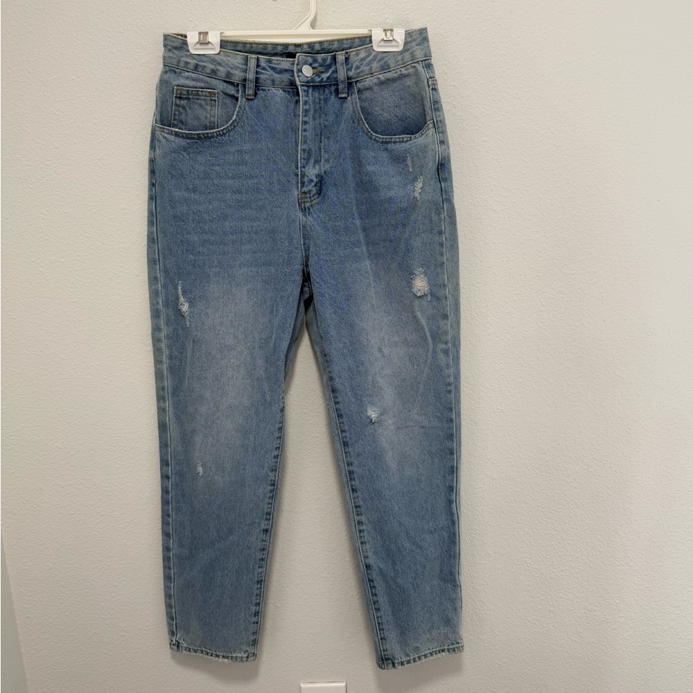 SHEIN Stylish Light Blue Distressed Boyfriend Jeans Size 29